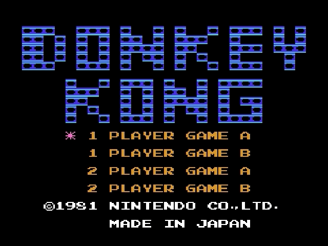 Donkey Kong title screen for Famicom Disk System